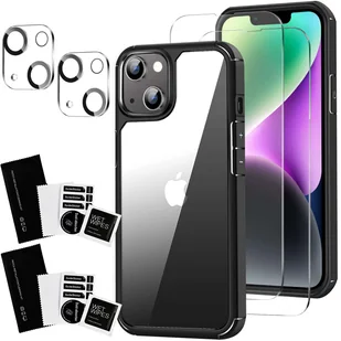 Etui Case do iPhone 14 + zestaw 4 szkieł 5w1 pancerne 360 Alogy Hybrid 2x Szkło na ekran +2x obiektyw czarno-przezroczyste - Etui i futerały do telefonów - miniaturka - grafika 9