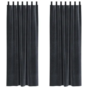 zasłony vidaXL ciemnoszare poliester 140 x 245 cm ciemnoszare zasłony - Zasłony - miniaturka - grafika 1