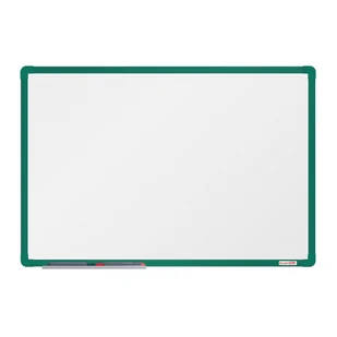 boardOK Biała magnetyczna tablica boardOK, 90 x 60 cm, zielona rama VOK060090-1400 - Tablice i flipcharty - miniaturka - grafika 1