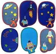 Pasmanteria - Zestaw 6 sztuk termo łatki jeans kolory dziecięce - miniaturka - grafika 1