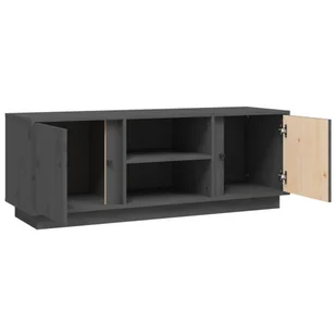 Lumarko Szafka pod telewizor, szara, 110x35x40,5cm, lite drewno sosnowe - Szafki RTV - miniaturka - grafika 8