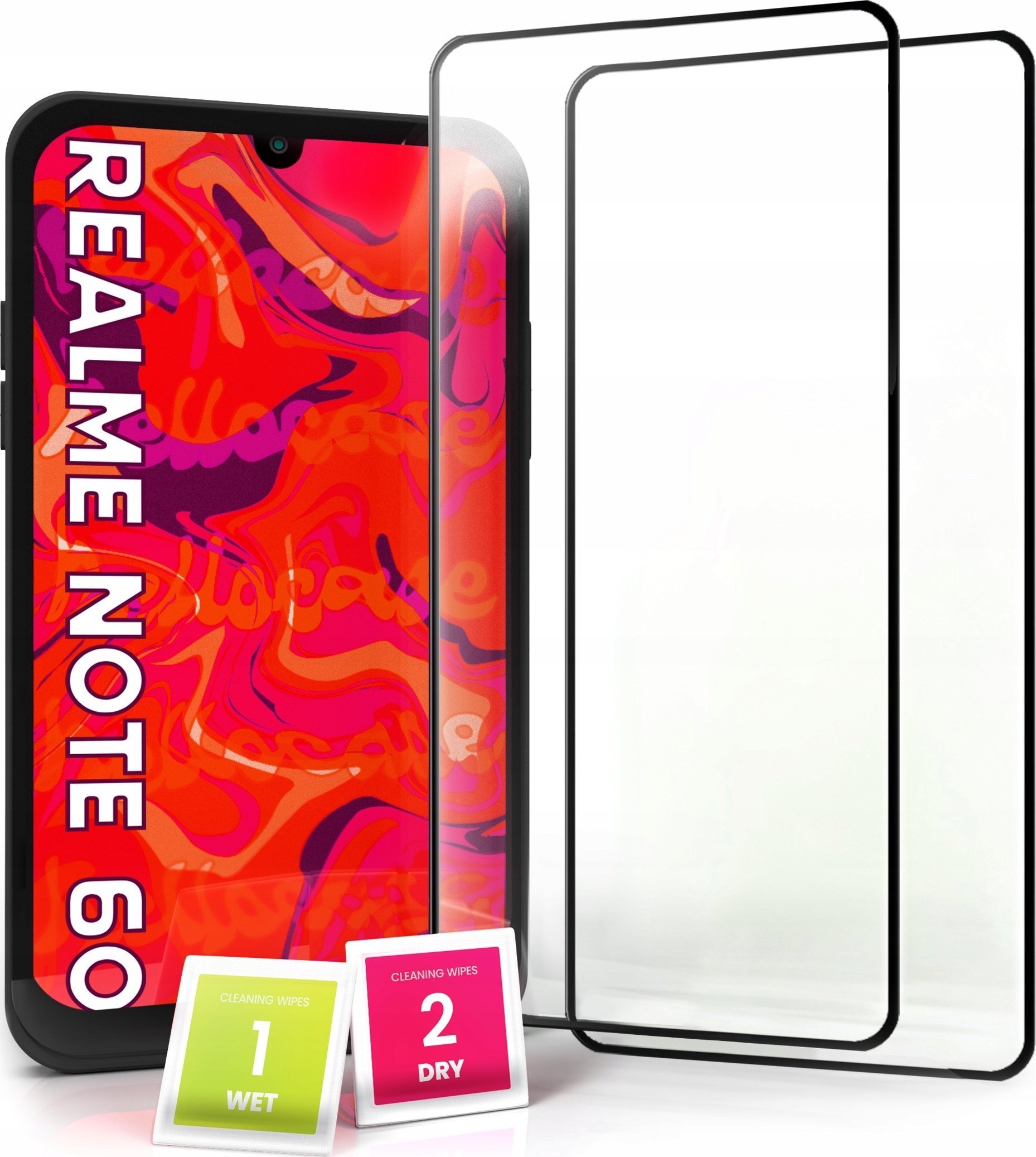 2-pak Szkło Hartowane do Realme Note 60 Ochronne Pełne Na cały ekran 5D 9H