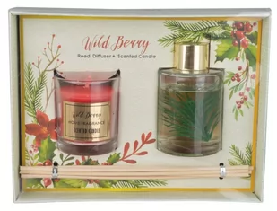 Zestaw dyfuzor zapachowy 60 ml + świeczka wild berry 5x5x8 cm/ 5x5x5,5 cm - Zapachy do domu - miniaturka - grafika 1
