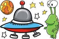 Naklejki na ścianę - Kosmos ufoludek ufo - zestaw naklejek Pojazdy 266, 120x80 cm - miniaturka - grafika 1