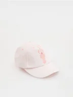 Czapki damskie - Reserved - Czapka z daszkiem z ozdobną kokardi haftem - pastelowy róż - miniaturka - grafika 1