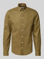Koszule męskie - Koszula lniana o kroju regular fit z kołnierzykiem typu button down model ‘Anton’ - miniaturka - grafika 1
