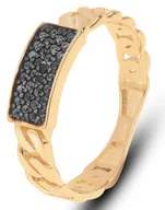 Pierścionki - WYJĄTKOWY ZŁOTY PIERŚCIONEK PANCERKA Z CZARNYMI KAMIENIAMI 14KT 585 - miniaturka - grafika 1