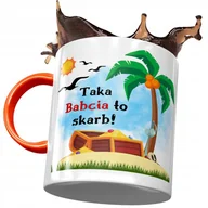 Kubki - Kubek Pomarańczowy Dla Babci Babuni na Dzień Babci z Nadrukiem ze Zdjęciem + Opakowanie na prezent (wzór 02) - miniaturka - grafika 1