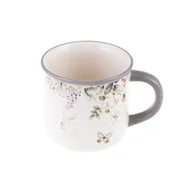 Kubki - Kubek ceramiczny z motywem kwiatowym 400 ml biało-szary - miniaturka - grafika 1