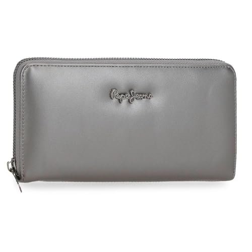 Pepe Jeans Ruby Portfel z uchwytem na karty Szary 19,5x10x2 cm Poliester i PU by Joumma Bags, Szary, Talla única, Portfel z uchwytem na karty
