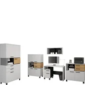 Zestawy mebli biurowych - Zestaw Mebli Biurowych 5 Lamir MebloCross Dąb Artisan / Beton Czarny / Czarny Mat - miniaturka - grafika 1