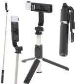 Selfie stick - Kijek uchwyt do selfie ze statywem tripod czarny - miniaturka - grafika 1