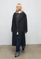 Płaszcze damskie - Stradivarius Płaszcz oversize z miękkiego materiału Ciemnoszary L - miniaturka - grafika 1