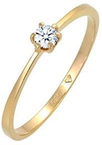 Pierścionek obrączka Diamore Ladies' 585 Yellow Gold Diamond Ring (0.1 Carat) Brilliant Cut, White 54 cm