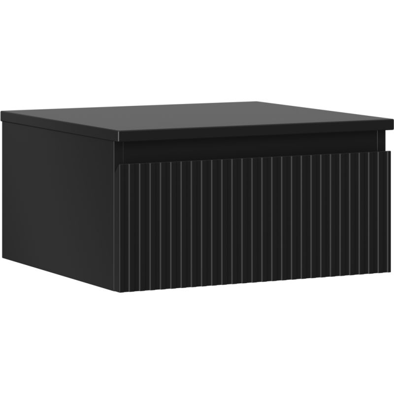 Mexen Rivel szafka łazienkowa podumywalkowa 50 cm z blatem, 1 szuflada, ryflowana , czarna mat - 91A20-05023-1-BFC71