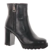 Botki damskie - Tamaris Czarne Botki Na Obcasie Skórzane 39 - miniaturka - grafika 1