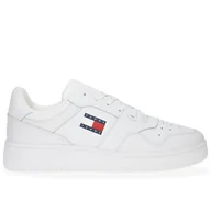 Buty sportowe męskie - Buty Tommy Jeans TJM Retro Basket Ess EM0EM01395-YBR - białe - miniaturka - grafika 1