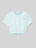 Koszulki dla dziewczynek - T-shirt o kroju relaxed fit z czystej bawełny z nadrukiem z napisem - miniaturka - grafika 1