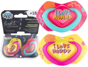 CANPOL BABIES SMOCZEK SYMETRYCZNY NEON LOVE +18m - Smoczki uspokajające - miniaturka - grafika 1