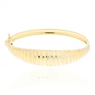 Bransoletki - Złota bransoletka bangl grawerowana owalna sztywna pr. 585 - miniaturka - grafika 1