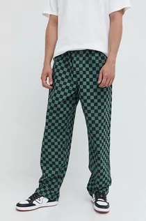 Spodnie męskie - Vans spodnie męskie kolor zielony proste - grafika 1