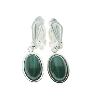 Skorulski Jewellery, Klipsy, Malachit owalny w srebrze - Kolczyki - miniaturka - grafika 1