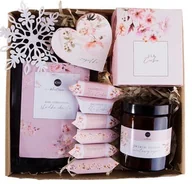 Zestawy upominkowe - KOSZ PREZENTOWY ŚWIĄTECZNY BOX PREZENT ze świecą i kawą UPOMINEK - miniaturka - grafika 1