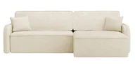 Narożniki - Narożnik z funkcją spania Fado kremowy L-kształtny z pojemnikiem w tkaninie hydrofobowej welur, prawy Amon 18 - miniaturka - grafika 1