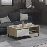 Ławy i stoliki kawowe - vidaXL Stolik kawowy, biel i dąb sonoma, 90x60x35 cm, płyta wiórowa - miniaturka - grafika 1