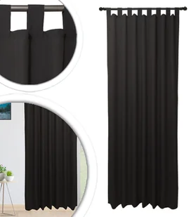 Gotowe Zasłony 145x200 Półzaciemniająca Zasłona Polski Producent CZARNY - Zasłony - miniaturka - grafika 1