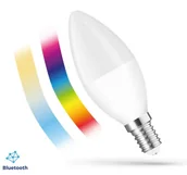 Systemy inteligentnych domów - Żarówka LED świecowa E14 4,9W RGBW+CCT - kolory + biały 2700-6500K 480lm 50st sterowana aplikacją przez BLUETOOTH obudowa biała szyba mleczna SPECTRUMsmart EASY - miniaturka - grafika 1
