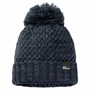 Damska Czapka Z Pomponem Jack Wolfskin Highloft Knit Cap Women Night Blue S - Czapki damskie - miniaturka - grafika 1