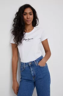 Koszulki i topy damskie - Pepe Jeans t-shirt damski kolor biały - grafika 1