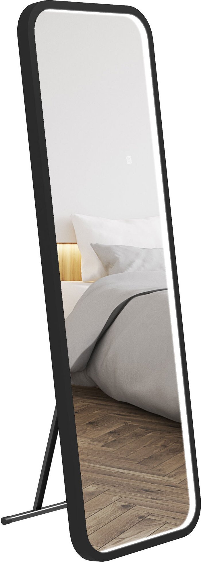HOMCOM Pełnowymiarowe lustro, 151,5 x 50 x 4 cm lustro ścienne, lustro stojące z oświetleniem LED, ściemniane lustro z przełącznikiem dotykowym, przedpokój, czarne