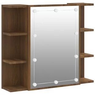 Lumarko Szafka z lustrem i LED, brązowy dąb, 70x16,5x60 cm - Toaletki - miniaturka - grafika 3
