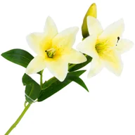 Sztuczne kwiaty - [w0544] Gałązka kwiatowa lilia satynowa 50cm bladożółta - miniaturka - grafika 1