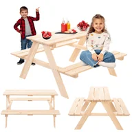 Place zabaw - St���� piknikowy z ��awkami st���� ogrodowy drewniany stolik dla dzieci 1-5 lat - miniaturka - grafika 1