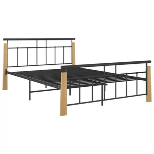 vidaXL Lumarko Rama łóżka, metal i lite drewno dębowe, 140x200 cm 324900 - Łóżka - miniaturka - grafika 1