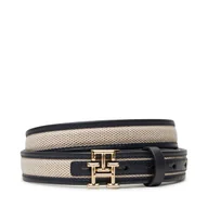 Paski - Pasek Damski Tommy Hilfiger Th Logo 2.5 Canvas AW0AW17249 Granatowy - miniaturka - grafika 1