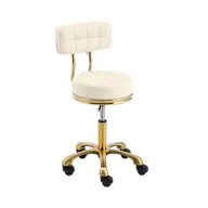 Krzesła i taborety kosmetyczne - physa Taboret kosmetyczny z oparciem 51 66 cm 150 kg beżowy / złoty - miniaturka - grafika 1