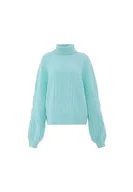 Koszulki i topy damskie - Aleva Damski top z dzianiny w stylu vintage, z golfem, akryl, delikatny, miętowy, rozmiar M/L, Delikatna mięta, M - miniaturka - grafika 1