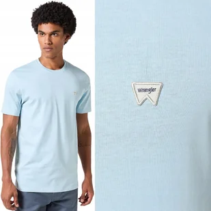 Wrangler SIGN OFF TEE Dream Blue BAWEŁNIANY T-SHIRT KOSZULKA MAŁE LOGO 3XL - Koszulki męskie - miniaturka - grafika 1