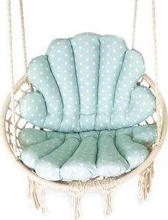 Elior Wiszący fotel ogrodowy z miękkim oparciem niebieski + biały - Karlos - Fotele i krzesła ogrodowe - miniaturka - grafika 1