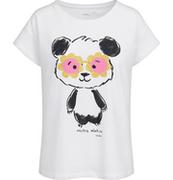 Moda i Uroda OUTLET - Damski t-shirt z krótkim rękawem, z misiem panda, biały - miniaturka - grafika 1