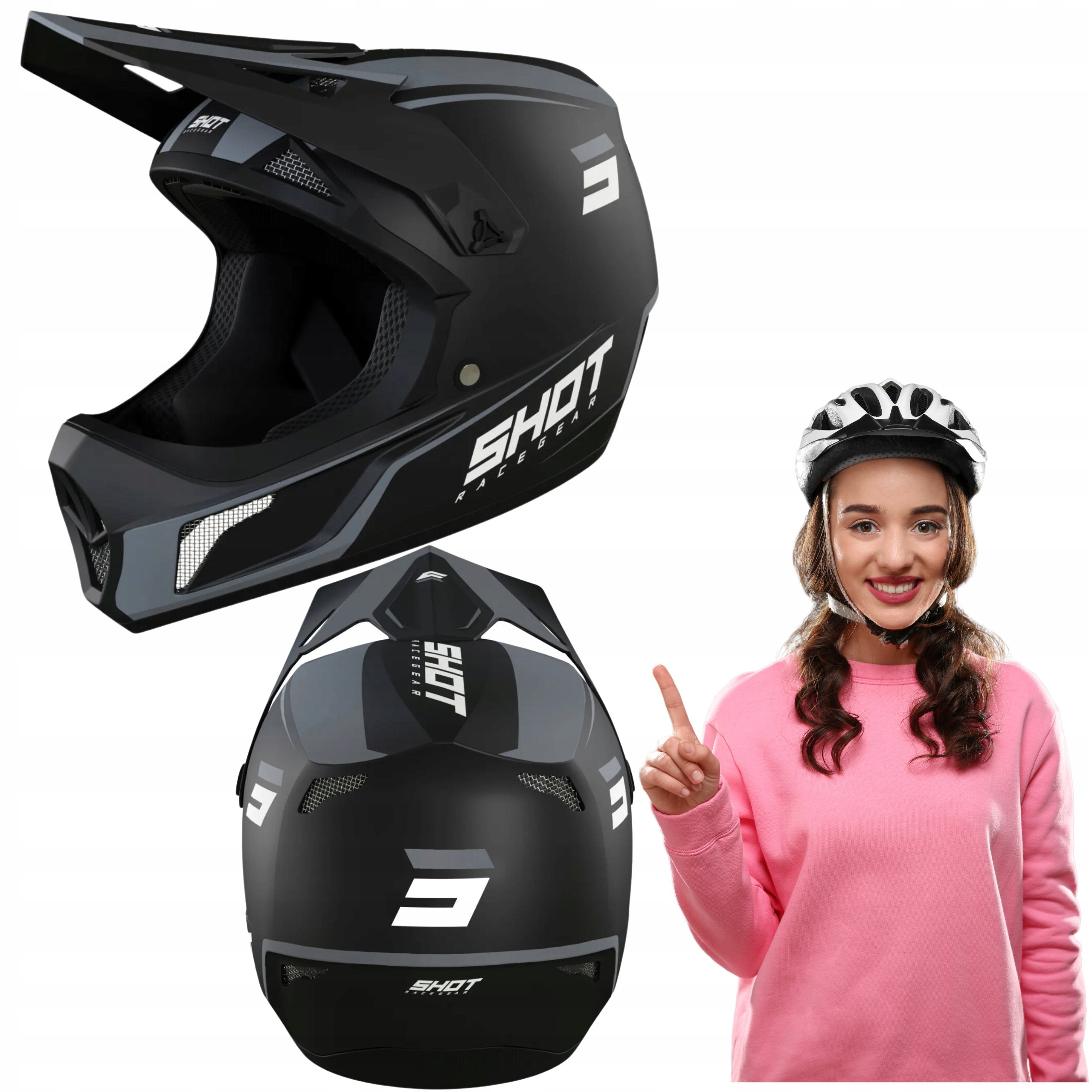 Kask Rowerowy Rozm L 59-60 CM Regulowany Szary Full Face Z Daszkiem