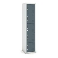 Szafki BHP - B2B Partner Szafka pięciodrzwiowa, zamek cylindryczny, 1800 x 380 x 450 mm, szary/ciemnoszary CY-020 RAL7035/7031 - miniaturka - grafika 1