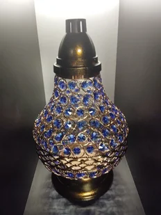 Znicz Znicze Lampion Na Grób Karafa Vip Złoto-Niebieska+Wkład - Lampiony i znicze - miniaturka - grafika 1