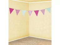 Baby shower i roczek - Party Deco Baner flagi na roczek różowy - 135 cm - 1 szt. FLG2/R - miniaturka - grafika 1