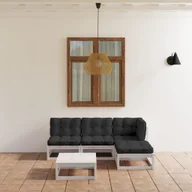 Meble ogrodowe - vidaXL 5-cz. zestaw wypoczynkowy do ogrodu, z poduszkami, lita sosna 3076540 - miniaturka - grafika 1