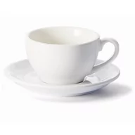 Filiżanki - Filiżanka ze spodkiem biała – klasyczny zestaw na kawę herbatę, elegancki prezent podarunek dla mamy taty babci dziadka - miniaturka - grafika 1
